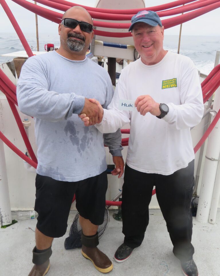 BIG FISH HONORS for the charter went to Rene Rodriguez for his yellowtail taken on day one. The angler won a $100.00 gift card from HUK Gear for his efforts.