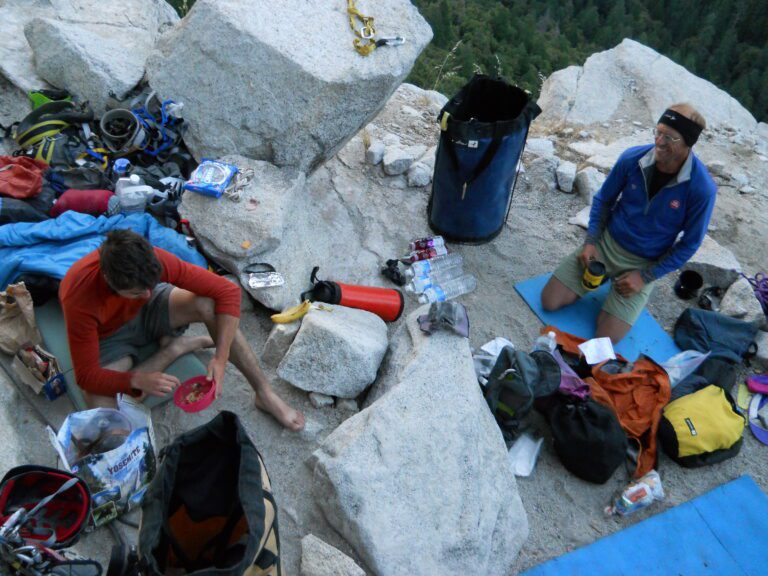 Dinner Ledge provides a spacious (by climbing standards) refuge for a night on the rock.
