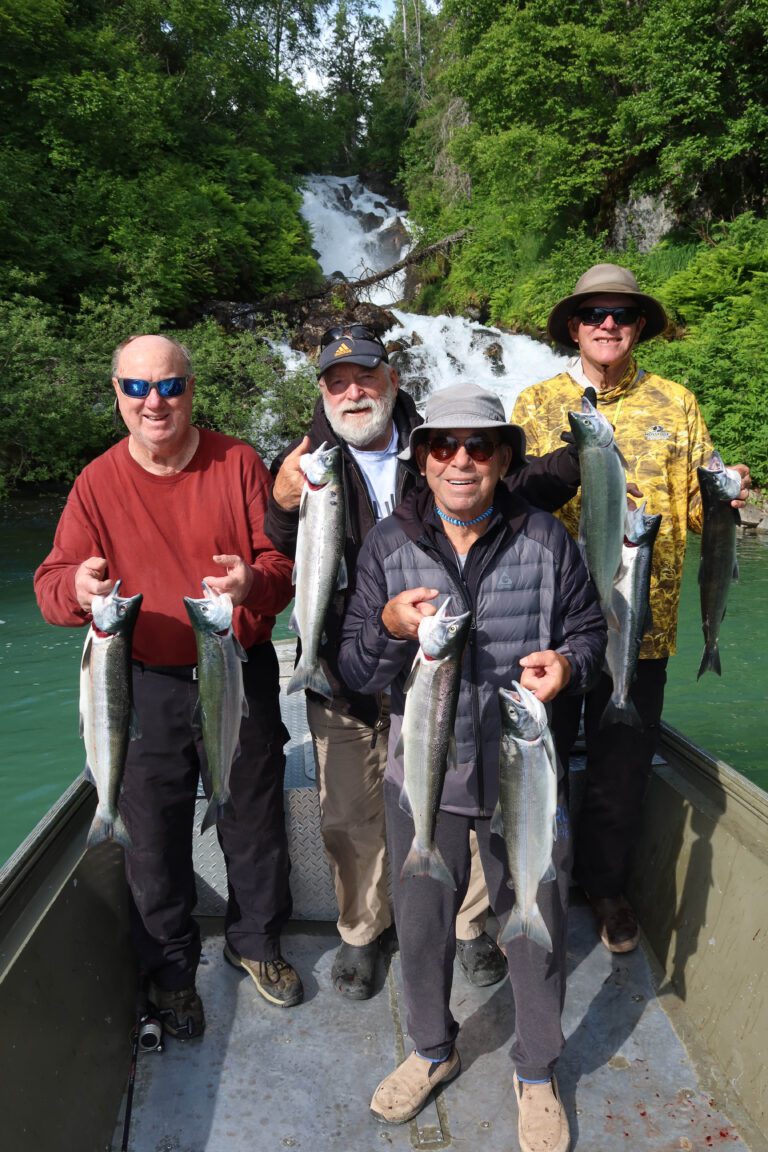 BIG RIVER LAKE GAVE UP LIMITS of sockeye salmon for the group while fishing amongst brown bears.