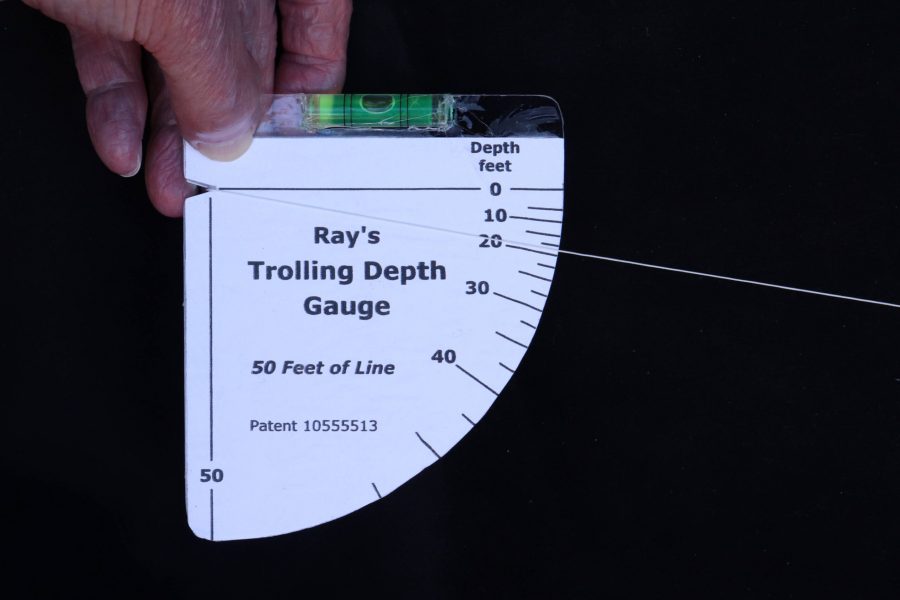 The front of the gauge measures trolling depth trolling 50 feet of line