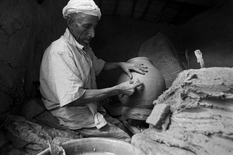 Dimly lit settings with an abundance of texture, such as a potter’s workshop in the High Atlas, can provide the perfect canvas for a black and white conversion.