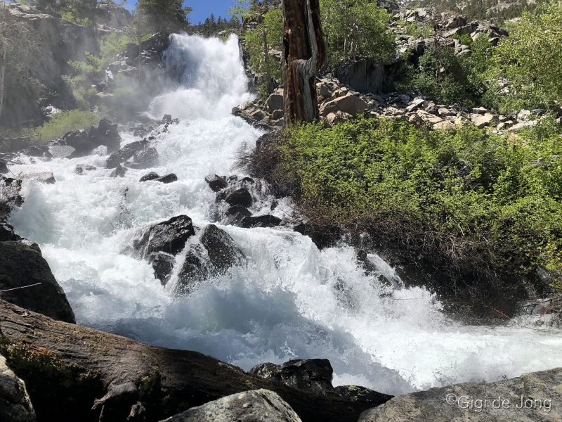 Kayaking across Lake Sabrina and a short hike gets you to this spectacular falls on Bishop Creek